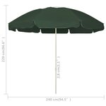 vidaXL Parasol de plage vert 240 cm