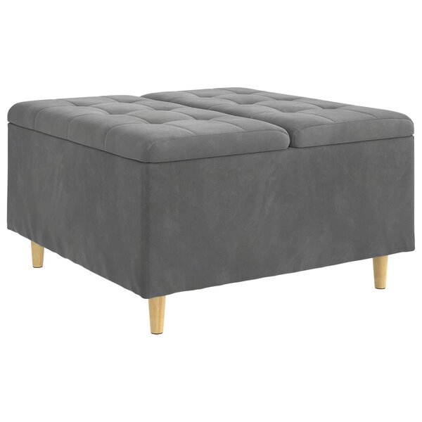 vidaXL Pouf de rangement Gris foncé 80 x 80 x 45 cm Velours