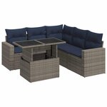 vidaXL Salon de jardin avec coussins 6 Pièces gris résine tressée acacia