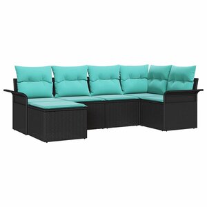 vidaXL Ensemble de canapé de jardin avec stockage 6 Pièces Noir polyrotin