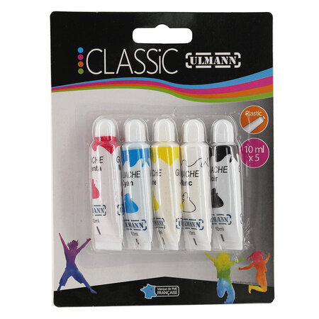 Lot de 5 tubes de gouache assortis 10ml - ulmann