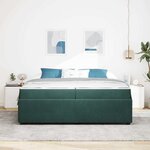 vidaXL Cadre de lit avec matelas Vert foncé 200 x 200 cm Velours