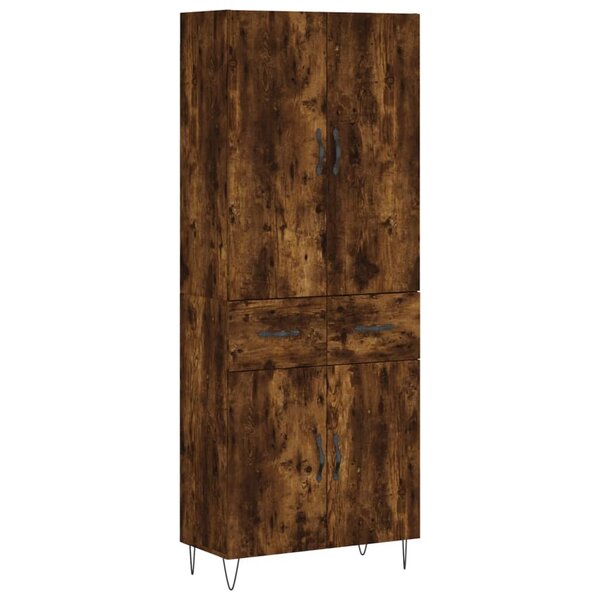 vidaXL Buffet haut Chêne fumé 69 5x34x180 cm Bois d'ingénierie