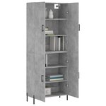 vidaXL Buffet haut Gris béton 69 5x34x180 cm Bois d'ingénierie