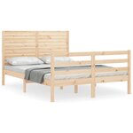 vidaXL Cadre de lit avec tête de lit 120x200 cm bois massif