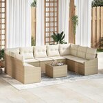 vidaXL Ensemble de canapé de jardin 10 Pièces Beige Poly rotin