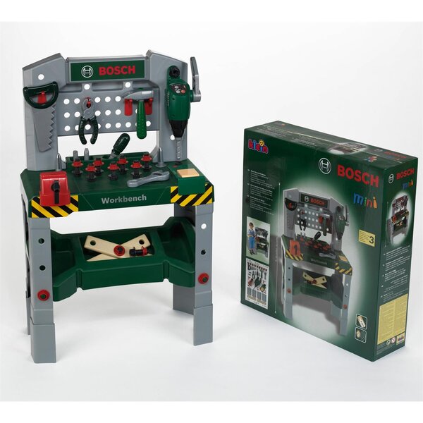 Theo Klein 8637 - Jeu d'imitation - Etabli Sonore avec Perceuse à Colonne et Accessoires - Bosch hauteur adjustable