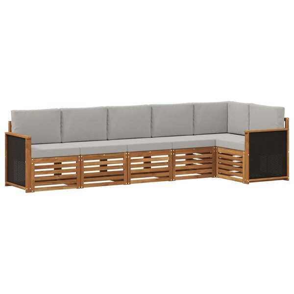 vidaXL Ensemble de canapé d'angle 5 Pièces Naturel et gris clair