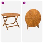 vidaXL Table de jardin pliante Naturel Ø110 x 75 cm