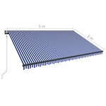 vidaXL Auvent avec capteur de vent et LED 500x300 cm Bleu et blanc