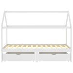 vidaXL Cadre de lit d'enfant avec tiroirs Blanc Pin massif 90x200 cm