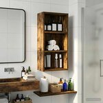 vidaXL Armoire murale de salle de bain Chêne Fumé 30 x 16 x 62 5 cm