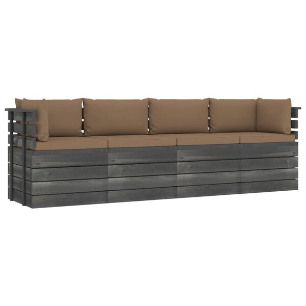 vidaXL Canapé palette de jardin 4 places avec coussins Bois de pin