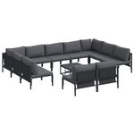 vidaXL Ensemble de canapé de jardin 12 pc Noir Acier