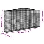 vidaXL Paniers à gabions arqués 5 Pièces 400x50x180/200 cm Fer galvanisé