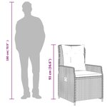 vidaXL Ensemble à manger de jardin 3 Pièces et coussins marron poly rotin