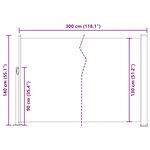 vidaXL Auvent latéral rétractable 140 x 300 cm Blanc cassé