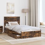 vidaXL Lit de Rangement Chêne fumé 100 x 200 cm Bois d'ingénierie