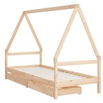 vidaXL Cadre de lit enfant avec tiroirs 90x200 cm bois de pin massif