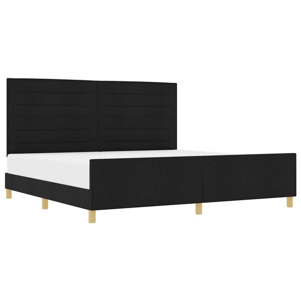 vidaXL Cadre de lit avec tête de lit Noir 200 x 200 cm tissu