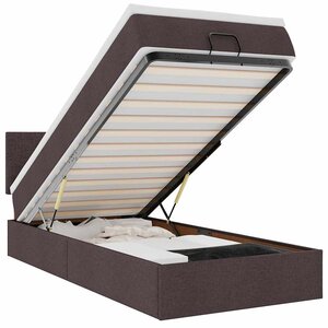 vidaXL Lit ottoman avec matelas et LED marron foncé 90x200 cm tissu