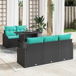 vidaXL Ensemble de canapé de jardin 6 Pièces Noir et bleu polyrotin