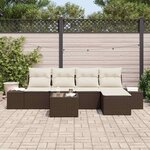 vidaXL Ensemble de canapé de jardin 6 Pièces Marron polyrotin