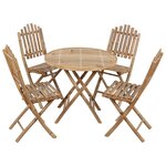 vidaXL Ensemble à manger d'extérieur pliable 5Pièces avec coussins Bambou
