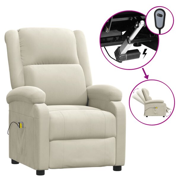 vidaXL Fauteuil électrique de massage Crème Velours