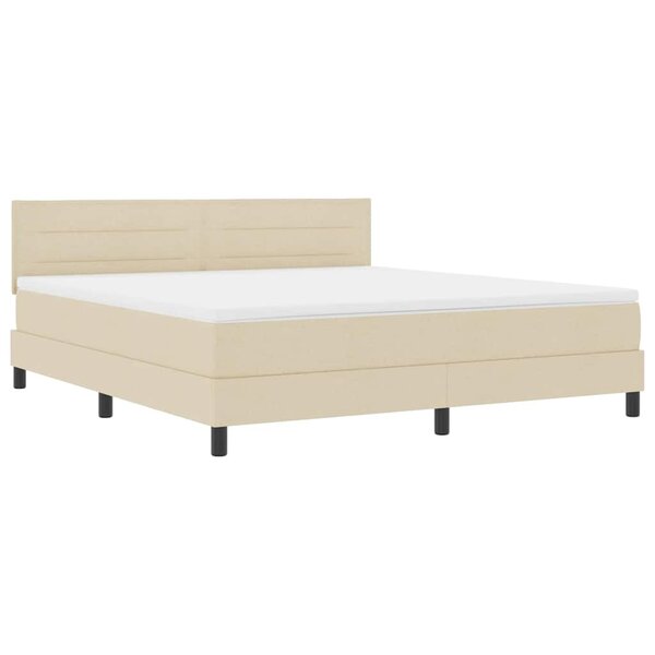 vidaXL Lit à ressorts avec matelas avec LED Crème 180 x 200 cm tissu