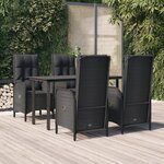 vidaXL Ensemble à manger de jardin coussins 5Pièces Noir Résine tressée