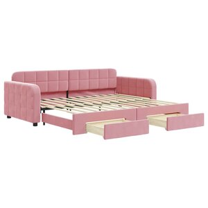 vidaXL Lit de jour avec gigogne et tiroirs sans matelas rose 90x200 cm