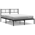 vidaXL Cadre de lit métal sans matelas avec tête de lit noir 135x190cm