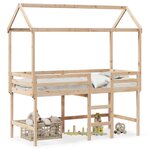 vidaXL Lit superposé et échelle et toit 90x200 cm bois de pin massif