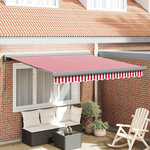 vidaXL Auvent Rétractable Rouge et blanc 300 x 250 cm Tissu  Métal
