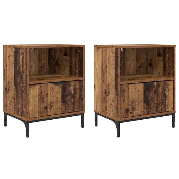vidaXL Tables de chevet avec tiroir 2 Pièces Bois ancien 49 x 36 x 61 cm