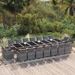 vidaXL Ensemble à manger de jardin coussins 19 Pièces Résine tressée Gris