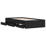 vidaXL Cadre de lit avec tiroirs noir 90x190 cm bois d'ingénierie