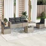vidaXL Salon de jardin 6 Pièces avec coussins gris clair résine tressée