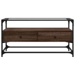 vidaXL Meuble TV avec dessus en verre chêne marron bois d'ingénierie
