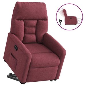 vidaXL Fauteuil inclinable électrique rouge bordeaux tissu