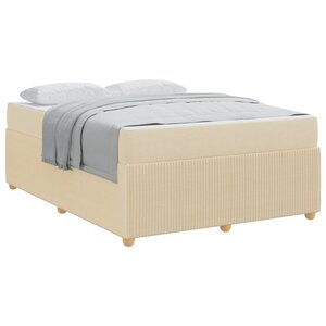 vidaXL Cadre de lit avec matelas Crème 140 x 200 cm tissu
