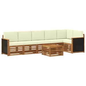 vidaXL Ensemble de canapés d'extérieur 6 pc Naturel et Crème