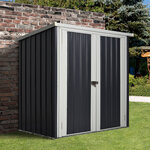 Abri de jardin - remise pour outils - abri vélo - abri poubelle - 2 portes verrouillables - dim. 147L x 86l x 134H cm - tôle d'acier noir blanc