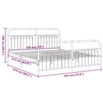 vidaXL Cadre de lit métal sans matelas et pied de lit blanc 183x213 cm
