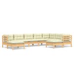 Salon de jardin meuble d'extérieur ensemble de mobilier 9 pièces avec coussins crème bois de pin solide 02_0017976
