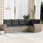 vidaXL Salon de jardin 5 Pièces avec coussins gris clair résine tressée