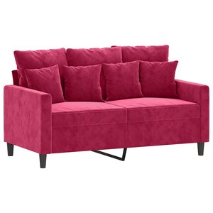 vidaXL Canapé à 2 places Rouge bordeaux 120 cm Velours