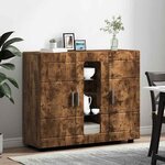 vidaXL Cabinet en Bois avec stockage Chêne fumé 88 5 x 30 5 x 73 cm