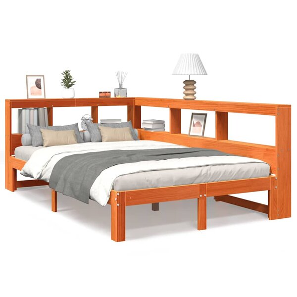 vidaXL Lit bibliothèque sans matelas cire marron 120x200 cm pin massif